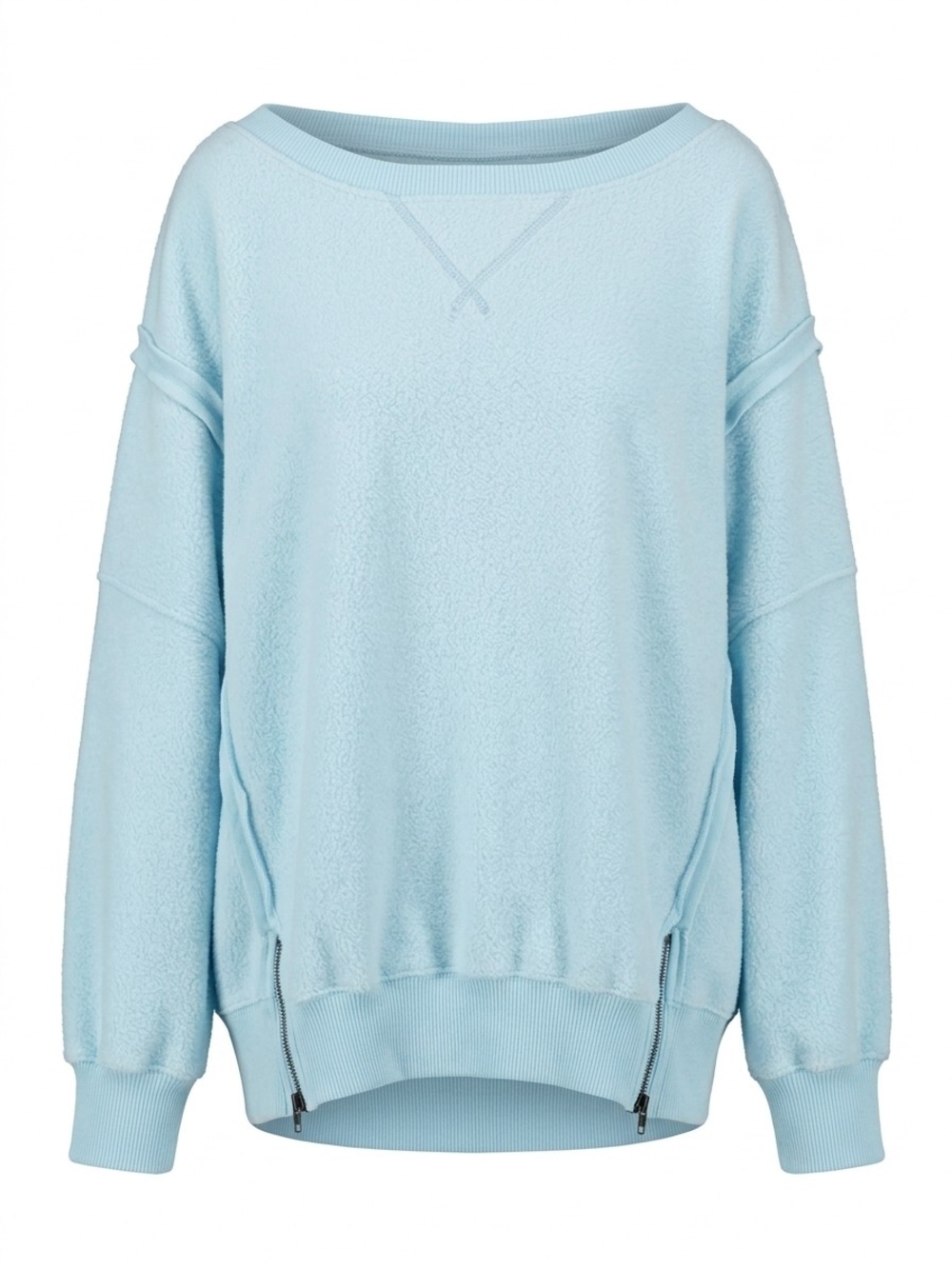Light Blue Women's Cozy Zip-Accent Sweatshirt Oversized
